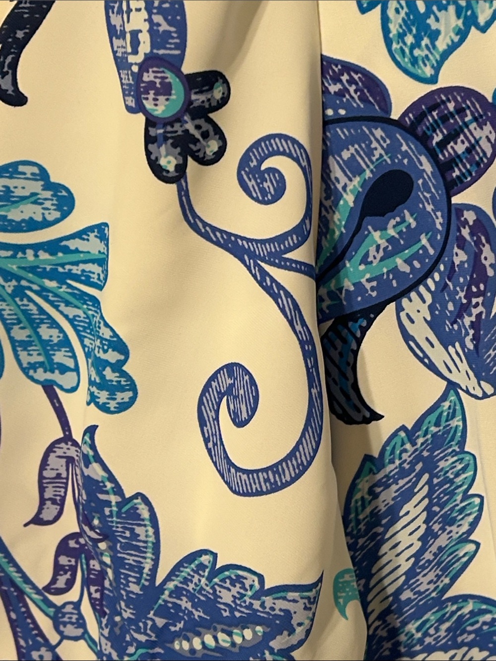 🎒Pretty Garden White & Blue Floral V-Neck Tiered Midi Dress size L GUC - Picture 12 of 15